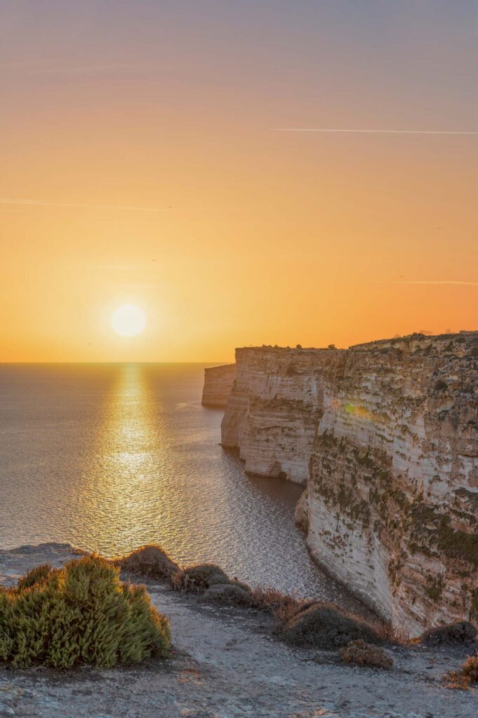 ta cenc cliffs sunset in gozo