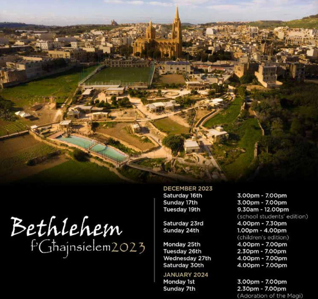 schedule for bethlehem f'ghajnsielem 2023 christmas in gozo